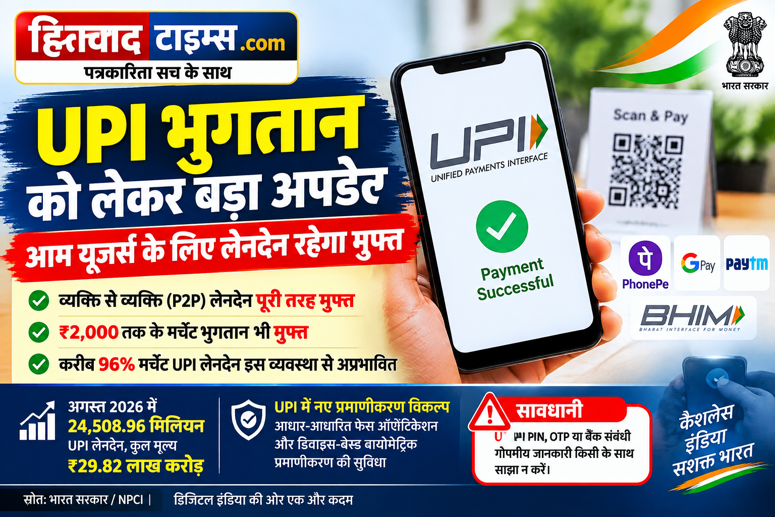 UPI भुगतान को लेकर बड़ा अपडेट, आम यूजर्स के लिए लेनदेन रहेगा मुफ्त